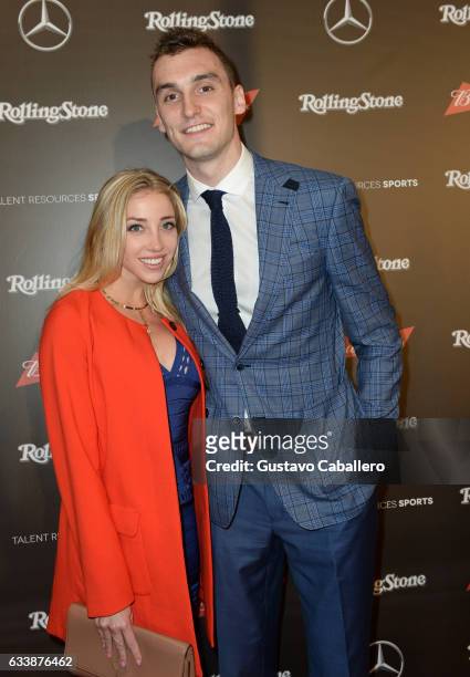 Player Sam Dekker and Olivia Harland at the Rolling Stone Live: Houston presented by Budweiser and Mercedes-Benz on February 4, 2017 in Houston,...