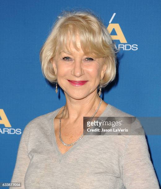 Actress Helen Mirren attends the 69th annual Directors Guild of America Awards at The Beverly Hilton Hotel on February 4, 2017 in Beverly Hills,...