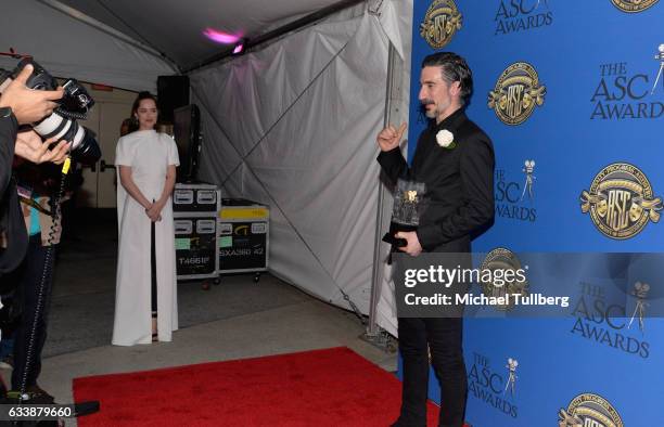 Actress Dakota Johnson and cinematorgrapher Gorka Gomez Andreu attend the 31st Annual American Society Of Cinematographers Awards at The Ray Dolby...