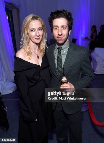 Actors Jocelyn Towne and Simon Helberg attend the VIP Private Reception during the 32nd Santa Barbara International Film Festival at the Arlington...