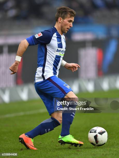 Peter Pekarik of Berlin in action during the Bundesliga match between Hertha BSC and FC Ingolstadt 04 at Olympiastadion on February 4, 2017 in...