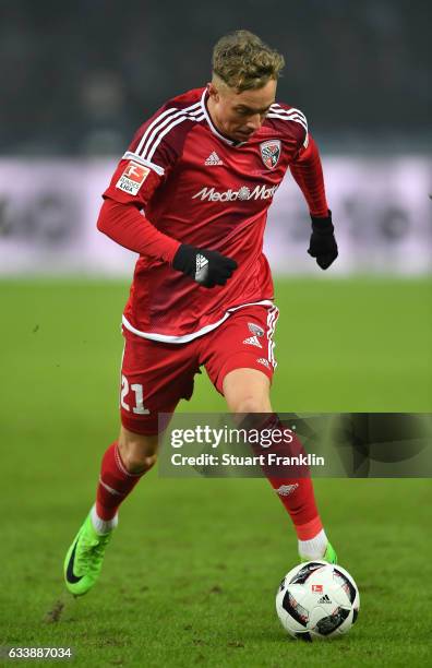 Sonny Kittel of Ingolstadt in action during the Bundesliga match between Hertha BSC and FC Ingolstadt 04 at Olympiastadion on February 4, 2017 in...