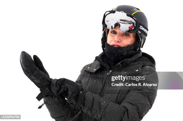 Queen Letizia of Spain enjoy a short private skiing break on February 5, 2017 in Jaca, Spain.