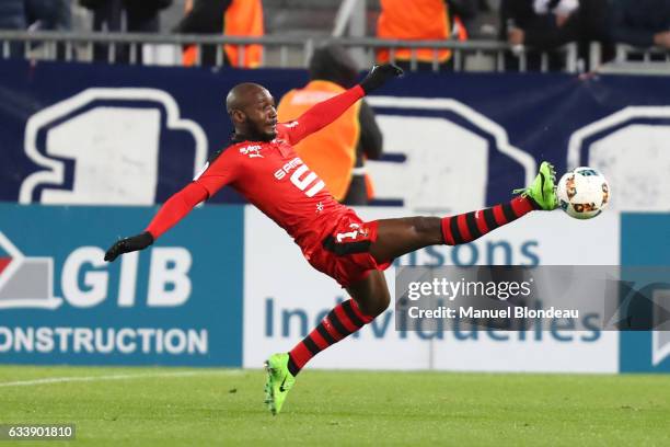 Giovanni Sio of Rennes during the Ligue 1 match between Girondins de Bordeaux and Stade Rennais Rennes at Nouveau Stade de Bordeaux on February 4,...