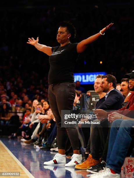 Saturday Night Live cast member Leslie Jones attends a game between the New York Knicks and the Portland Trail Blazers on November 22, 2016 in New...