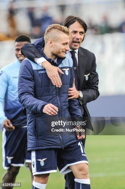 Inzaghi and Immobile during serie A tim between PESCARA vs LAZIO in Pescara, on February 5, 2016.