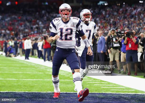 Tom Brady of the New England Patriots takes the field prior to Super Bowl 51 against the Atlanta Falcons at NRG Stadium on February 5, 2017 in...