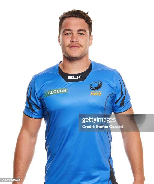 Kane Koteka poses during the Western Force Super Rugby headshots session on January 20, 2017 in Perth, Australia.