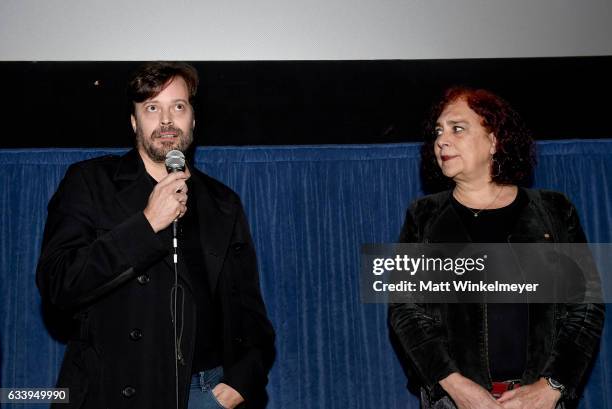 Actor Luis Fernández and Tamara Adrian speak at a screening of 'Tamara' during the 32nd Santa Barbara International Film Festival at the Metro...