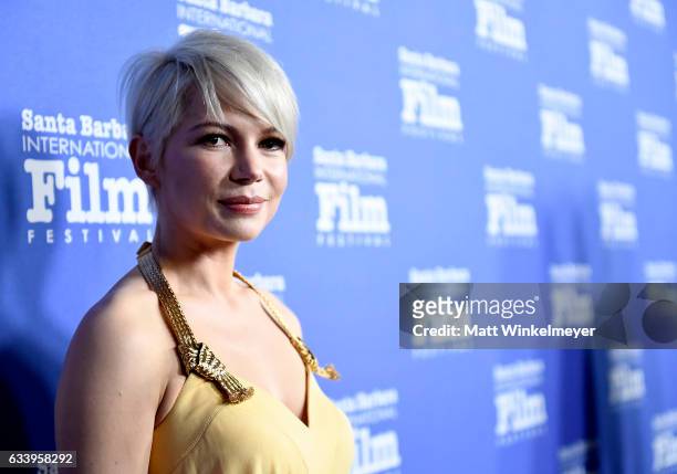 Actress Michelle Williams attends the Cinema Vanguard Award during the 32nd Santa Barbara International Film Festival at the Arlington Theatre on...