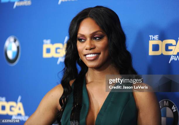 Actress Laverne Cox attends the 69th annual Directors Guild of America Awards at The Beverly Hilton Hotel on February 4, 2017 in Beverly Hills,...