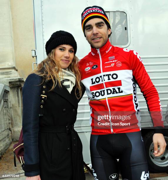 Tony Gallopin of Lotto Soudal and his wife Marion Rousse during the stage 5 of the Etoile of Besseges from Ales to Ales on February 5th, 2017 in...