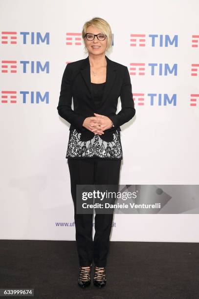 Maria De Filippi attends a photocall for the 67. Sanremo Festival at Teatro Ariston on February 6, 2017 in Sanremo, Italy.