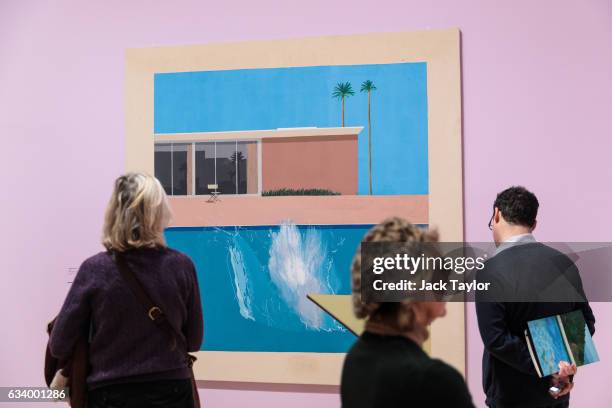 Bigger Splash', 1976 by David Hockney is pictured during a press preview for the British artists' retrospective at Tate Britain on February 6, 2017...