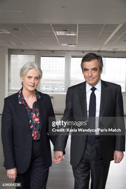 Lawyer and French conservative party politician Francois Fillon with his wife Penelope Fillon are photographed for Paris Match on January 29, 2017 in...