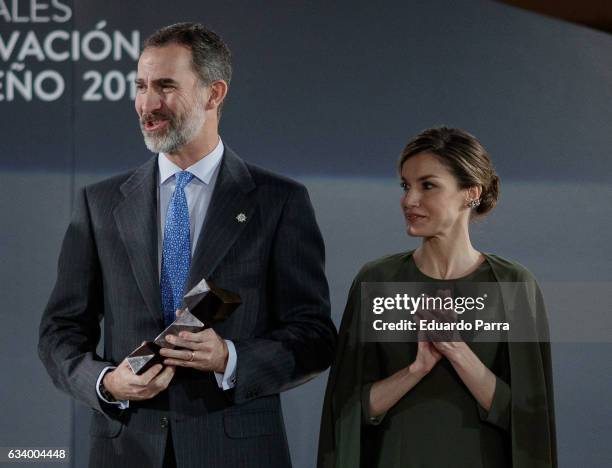 King Felipe of Spain and Queen Letizia of Spain attend 2016 Innovation and Design Awards on February 6, 2017 in Alcala de Henares, Spain.