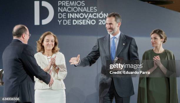 King Felipe of Spain and Queen Letizia of Spain attend 2016 Innovation and Design Awards on February 6, 2017 in Alcala de Henares, Spain.