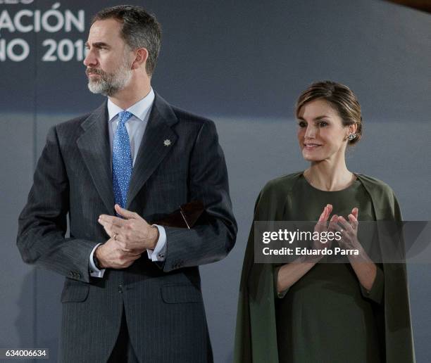 King Felipe of Spain and Queen Letizia of Spain attend 2016 Innovation and Design Awards on February 6, 2017 in Alcala de Henares, Spain.