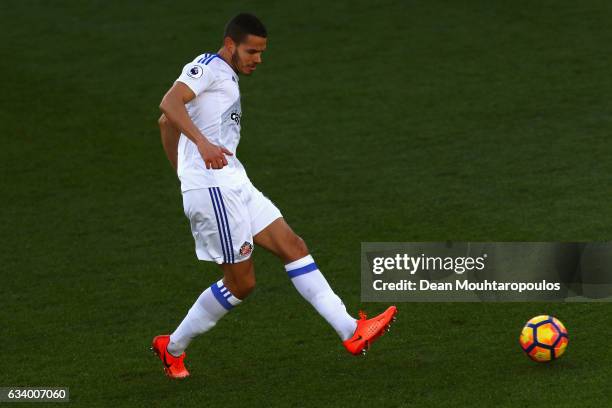 Jack Rodwell of Sunderland passes during the Premier League match between Crystal Palace and Sunderland at Selhurst Park on February 4, 2017 in...