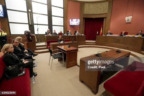 Former Education Minister Irene Rigau, former Catalan President Artur Mas and former Vice-president Joana Ortega at the Catalonia's Superior Court of...