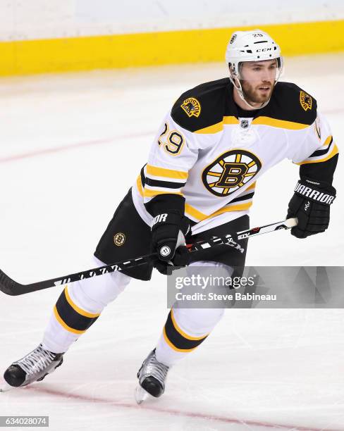 Landon Ferraro of the Boston Bruins plays in the game against the Los Angeles Kings at TD Garden on February 9, 2016 in Boston, Massachusetts.