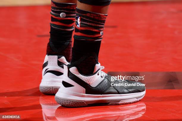 The shoes of Dwyane Wade of the Chicago Bulls during the game against the Houston Rockets on February 3, 2017 at the Toyota Center in Houston, Texas....