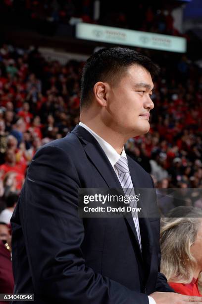 Legend, Yao Ming attends the Chicago Bulls game against the Houston Rockets on February 3, 2017 at the Toyota Center in Houston, Texas. NOTE TO USER:...