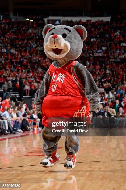 Houston Rockets mascot Clutch the Bear during the first half of an