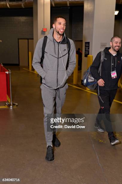 Michael Carter-Williams of the Chicago Bulls arrives at the Toyota Center before the game against the Houston Rockets on February 3, 2017 in Houston,...