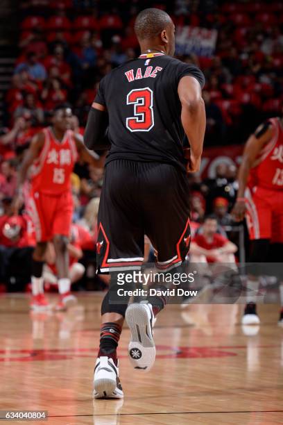 Dwyane Wade of the Chicago Bulls runs up court during the game against the Houston Rockets on February 3, 2017 at the Toyota Center in Houston,...