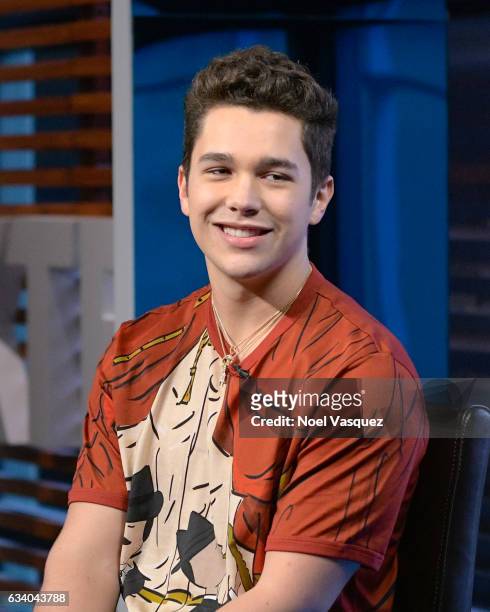 Austin Mahone visits "Extra" at Universal Studios Hollywood on February 6, 2017 in Universal City, California.
