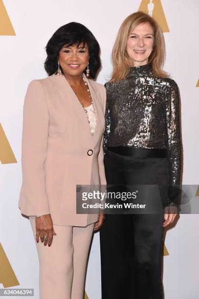 President Cheryl Boone Isaacs and AMPAS CEO Dawn Hudson attend the 89th Annual Academy Awards Nominee Luncheon at The Beverly Hilton Hotel on...