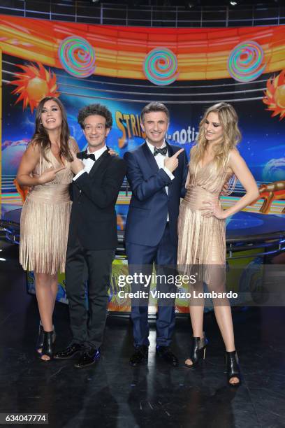 Ludovica Frasca, Ficarra, Picone and Irene Cioni attend the 'Striscia La Notizia' Tv Show on February 6, 2017 in Milan, Italy.