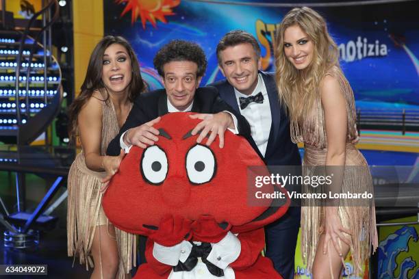 Ludovica Frasca, Ficarra, Picone and Irene Cioni attend the 'Striscia La Notizia' Tv Show on February 6, 2017 in Milan, Italy.