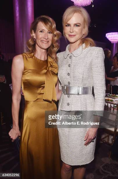 Actresses Laura Dern and Nicole Kidman attend the 89th Annual Academy Awards Nominee Luncheon at The Beverly Hilton Hotel on February 6, 2017 in...
