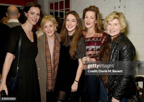 Rebecca Hall, Patricia Hodge, Emma Hall, Nicki Frei and Issy Van Randwyck attend the press night performance of "School Play" at Southwark Playhouse...