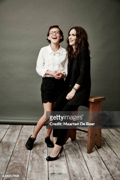 This image has been digitally altered) Actors Winona Ryder and Millie Bobby Brown from Netflix's 'Stranger Things' pose for a portrait during the...