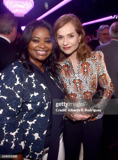 Actresses Octavia Spencer and Isabelle Huppert attend the 89th Annual Academy Awards Nominee Luncheon at The Beverly Hilton Hotel on February 6, 2017...