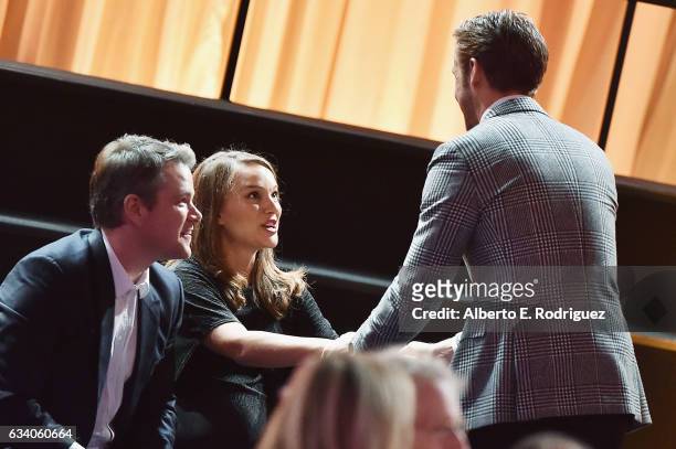 Actor/producer Matt Damon, actress Natalie Portman and actor Ryan Gosling attend the 89th Annual Academy Awards Nominee Luncheon at The Beverly...