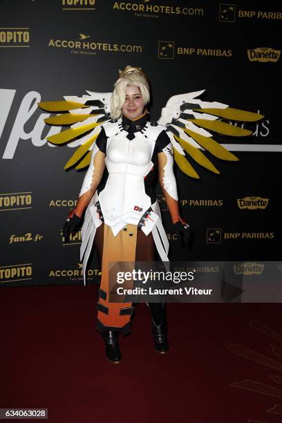 Mercy of Overwatch attends the "4th Melty Future Awards" at Le Grand Rex on February 6, 2017 in Paris, France.