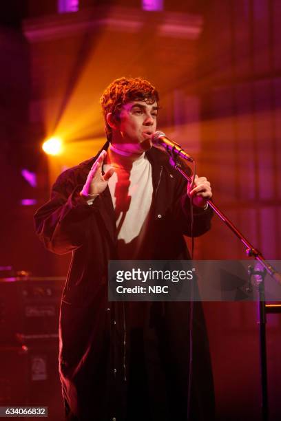 Episode 484 -- Pictured: Asa Taccone of musical guest Electric Guest performs on February 6, 2017 --