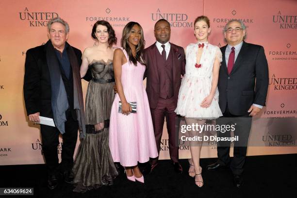 Producer Rick McCallum, Jessica Oyelowo, director Amma Asante, David Oyelowo, Rosamund Pike, and Fox Searchlight Pictures co-president Stephen Gilula...