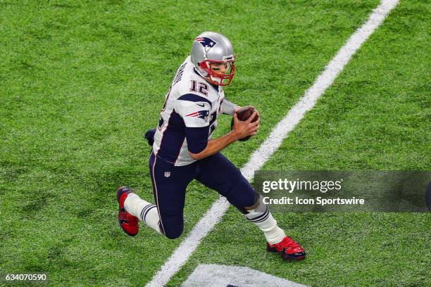 New England Patriots quarterback Tom Brady during the first half of Super Bowl LI on February 5 at NRG Stadium in Houston, TX.