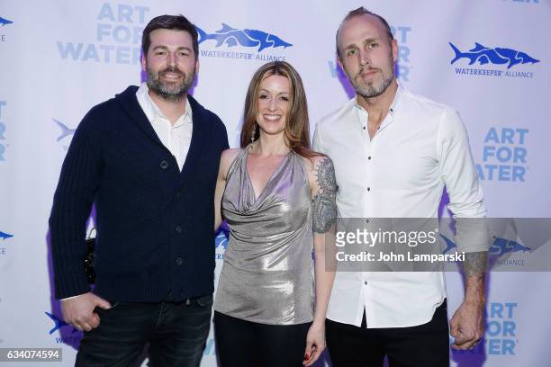 James Verbicky, Kerri Devine and Mat Devine attend 2017 Art For Water To Benefit Waterkeeper Alliance at Sotheby's on February 6, 2017 in New York...