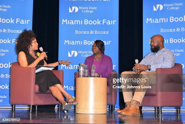 Sybrina Fulton and Tracy Martin in conversation with Traci Cloyd during the signing of their book "Rest In Power: The Enduring Life Of Trayvon...