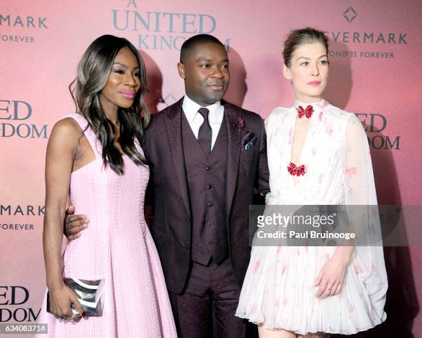 Amma Asante, David Oyelowo and Rosamund Pike attend Forevermark Presents the World Premiere of Fox Searchlight's "A United Kingdom" at The Paris...