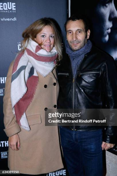 Actor Zinedine Soualem and his companion Painter Caroline Faindt attend the "Le secret de la chambre noire" Paris Premiere at Cinematheque Francaise...