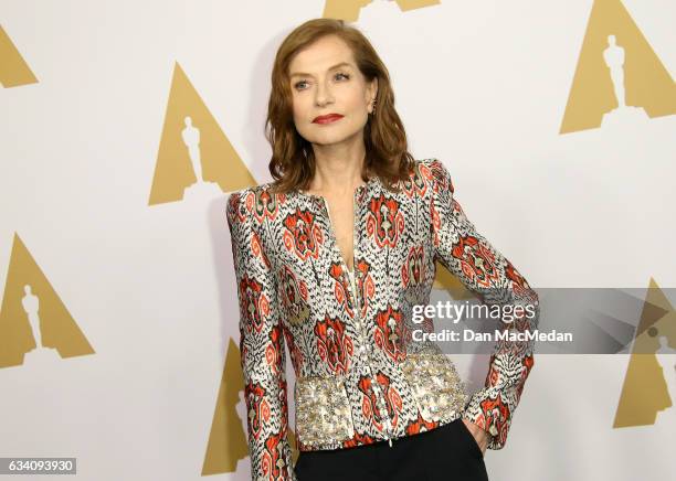 Actress Isabelle Huppert arrives at the 89th Annual Academy Awards Nominee Luncheon at The Beverly Hilton Hotel on February 6, 2017 in Beverly Hills,...