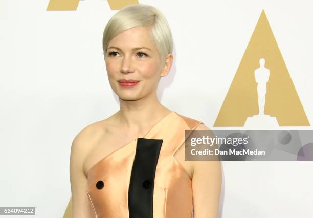 Actress Michelle Williams arrives at the 89th Annual Academy Awards Nominee Luncheon at The Beverly Hilton Hotel on February 6, 2017 in Beverly...