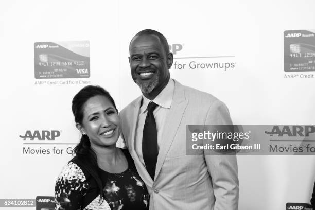 Leilani Mendoza and singer Brian McKnight attend AARP's 16th Annual Movies For Grownups Awards at the Beverly Wilshire Four Seasons Hotel on February...